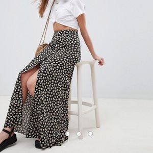 Floral button through maxi skirt